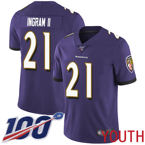 Baltimore Ravens Limited Purple Youth Mark Ingram II Home Jersey NFL Football 21 100th Season Vapor Untouchable